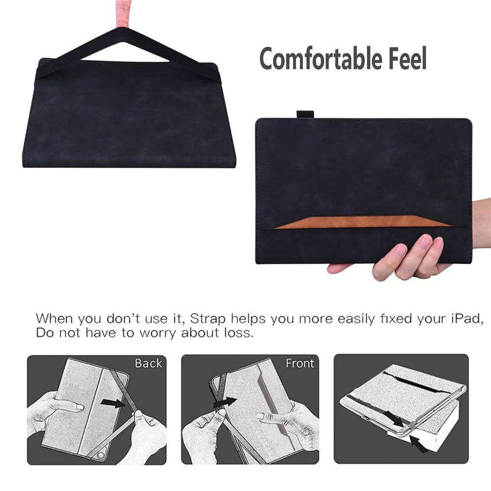 Business Style Leather Wallet Stand Tablet Cover with Front Pocket for Samsung Galaxy Tab A7 Lite 8.7-inch - Black - 6