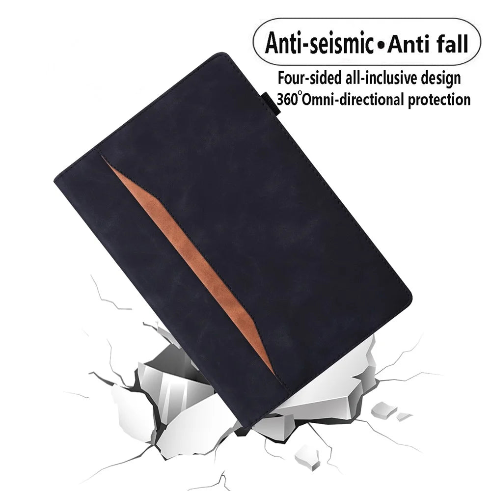 Business Style Leather Wallet Stand Tablet Cover with Front Pocket for Samsung Galaxy Tab A7 Lite 8.7-inch - Black - 7