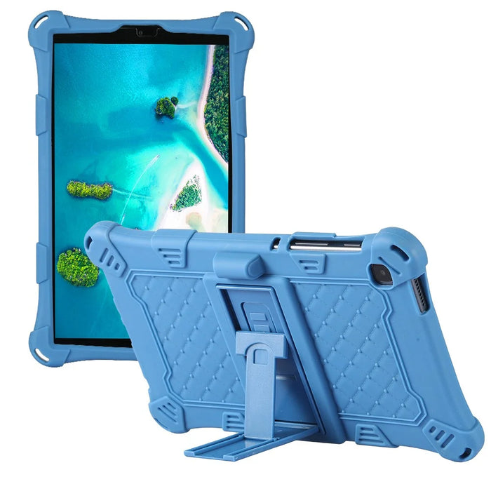 Kickstand Design PC + Silicone Protective Tablet Cover Case with Lanyard for Samsung Galaxy Tab A7 Lite 8.7-inch - Blue - 2
