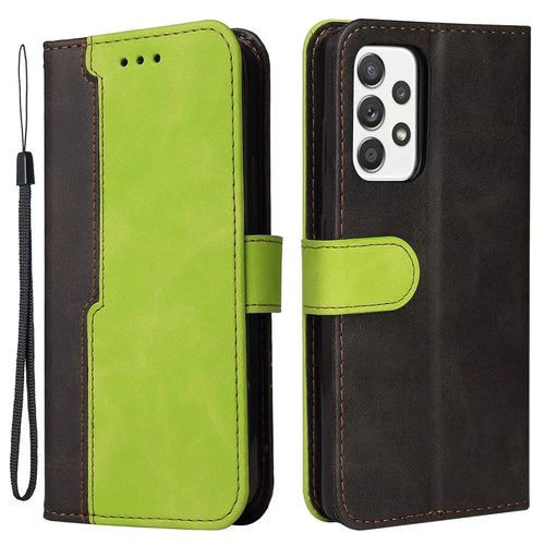 Dual-color Splicing Design Business Style Phone Stand Case for Samsung Galaxy A52 4G/5G / A52s 5G - Green - 1