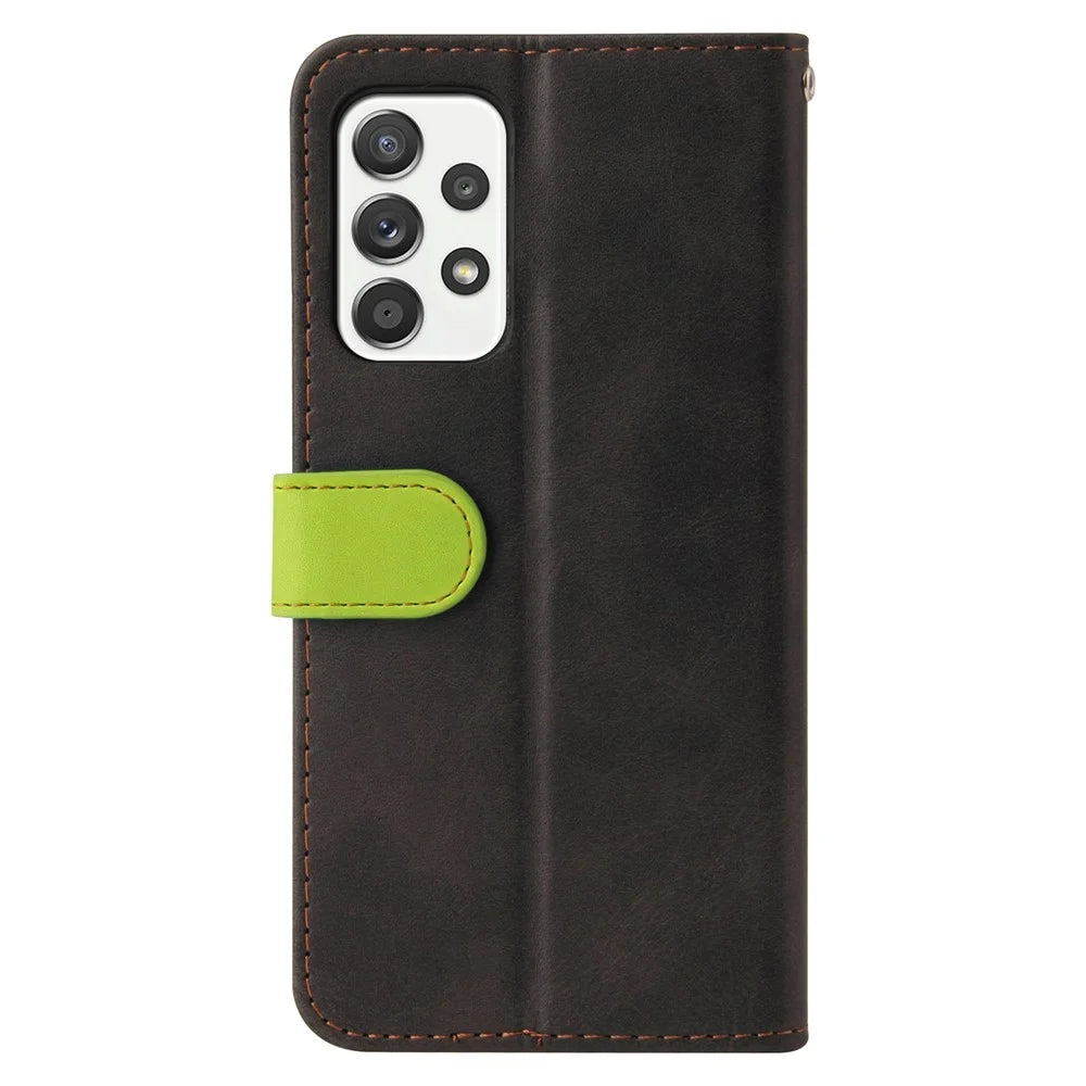Dual-color Splicing Design Business Style Phone Stand Case for Samsung Galaxy A52 4G/5G / A52s 5G - Green - 3