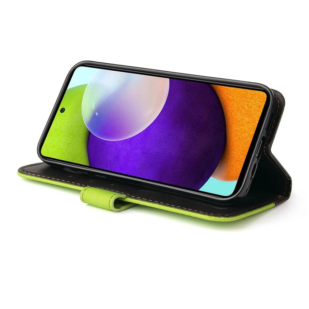 Dual-color Splicing Design Business Style Phone Stand Case for Samsung Galaxy A52 4G/5G / A52s 5G - Green - 4