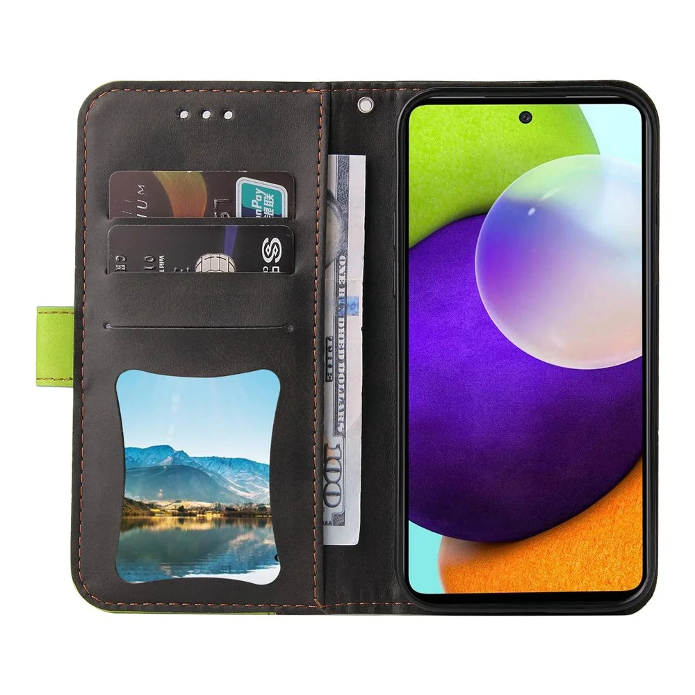 Dual-color Splicing Design Business Style Phone Stand Case for Samsung Galaxy A52 4G/5G / A52s 5G - Green - 5
