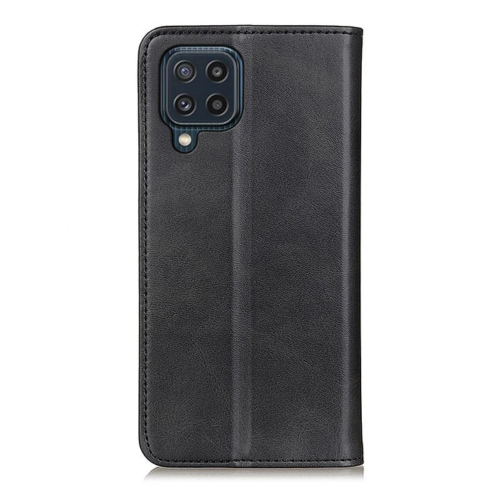 Auto-absorbed Split Leather Magnetic Wallet Phone Stand Shell Case for Samsung Galaxy M32 (Global Version) - Black - 3