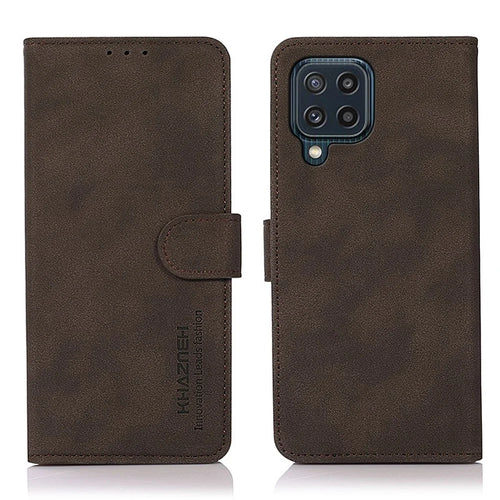 KHAZNEH Drop-proof PU Leather Phone Wallet Cover Case with Stand for Samsung Galaxy M32 (Global Version) - Brown - 1