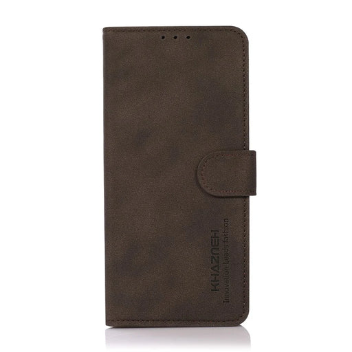 KHAZNEH Drop-proof PU Leather Phone Wallet Cover Case with Stand for Samsung Galaxy M32 (Global Version) - Brown - 2