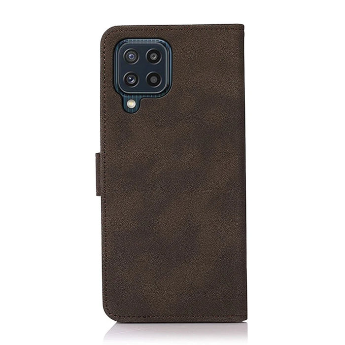 KHAZNEH Drop-proof PU Leather Phone Wallet Cover Case with Stand for Samsung Galaxy M32 (Global Version) - Brown - 3
