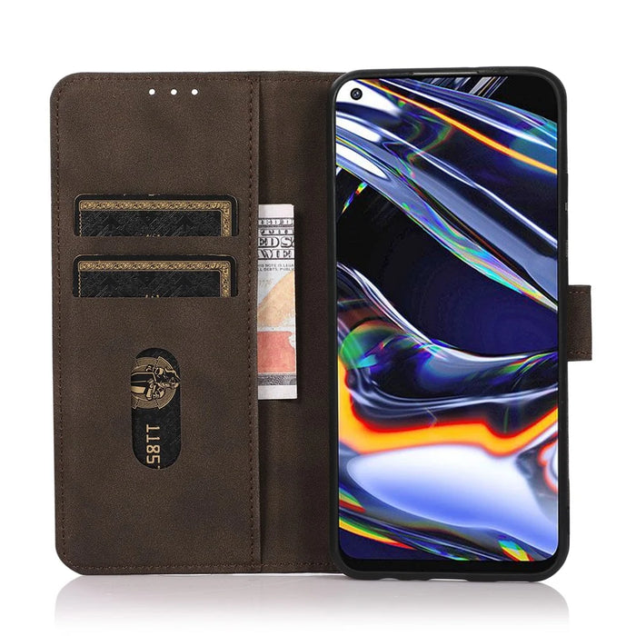 KHAZNEH Drop-proof PU Leather Phone Wallet Cover Case with Stand for Samsung Galaxy M32 (Global Version) - Brown - 5