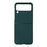 Shockproof Genuine Leather Coated PC Protective Case Combo Shell Case for Samsung Galaxy Z Flip 3 - Green - 1