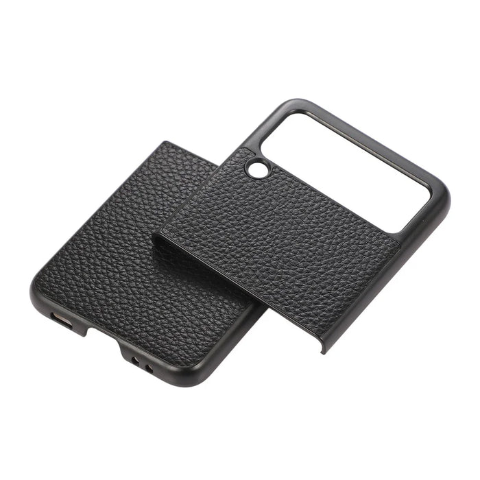For Samsung Galaxy Z Flip 3 Litchi Skin Texture Genuine Leather Protective Ultra-Thin Anti-Slip Hard Back Cover - Black - 2