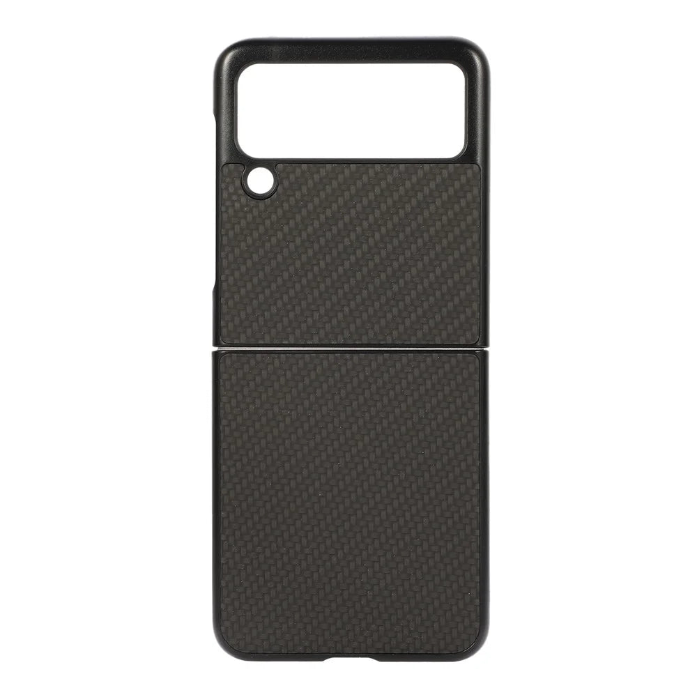 For Samsung Galaxy Z Flip3 5G Carbon Fiber Texture Design Leather Hybrid Slim Phone Cover Cell Phone Case - Black - 1