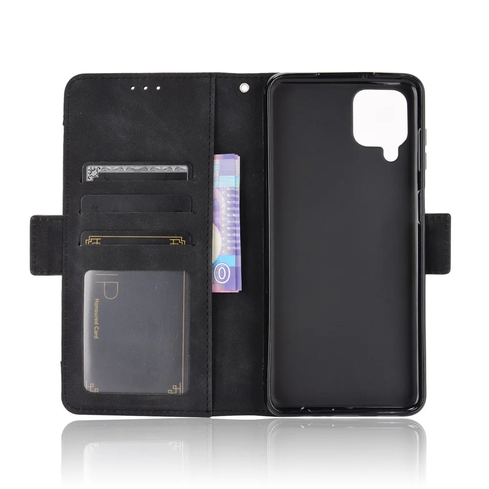 Wallet Design Phone Cover Stand Case with Multiple Card Slots for Samsung Galaxy M32 (Global Version) - Black - 6