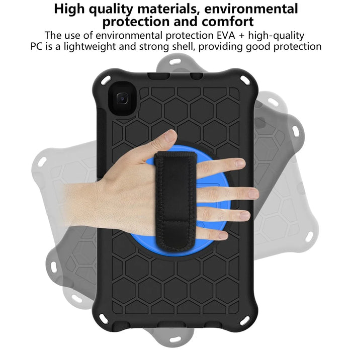 Honeycomb Texture Tablet Cover Case with KickStand and Shoulder Strap for Samsung Galaxy Tab A7 Lite 8.7-inch - Black/Blue - 4