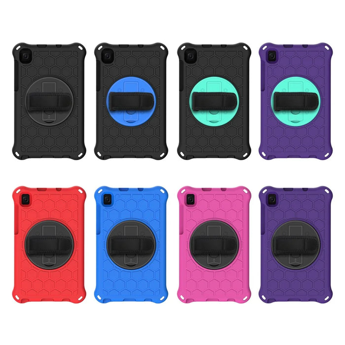 Honeycomb Texture Tablet Cover Case with KickStand and Shoulder Strap for Samsung Galaxy Tab A7 Lite 8.7-inch - Black/Blue - 7