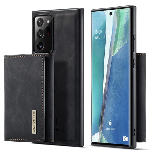 DG.MING M1 Series Kickstand Design PU Leather Coated TPU + PC Phone Case with Detachable Magnetic Wallet for Samsung Galaxy Note20 Ultra/Note20 Ultra 5G - Black - 1