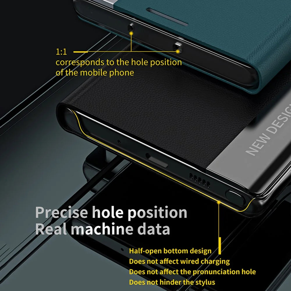 Fall Proof Stand Design PU Leather Phone Case Shell for Samsung Galaxy A12 - Black - 4