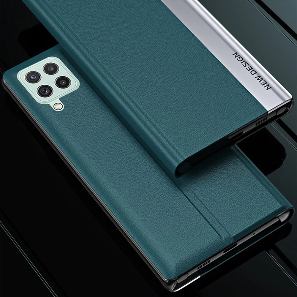 Fall Proof Stand Design PU Leather Phone Case Shell for Samsung Galaxy A12 - Black - 6