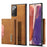 DG.MING M2 Series Tri-fold Wallet Magnetic Kickstand Design Leather Case for Samsung Galaxy Note20 4G/5G - Brown - 1