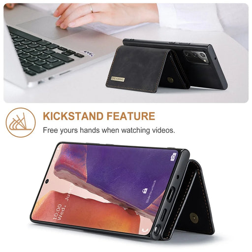 DG.MING M1 Series Kickstand Design Drop-resistant Phone Case with Detachable Magnetic Wallet for Samsung Galaxy Note20 4G/5G - Black - 2