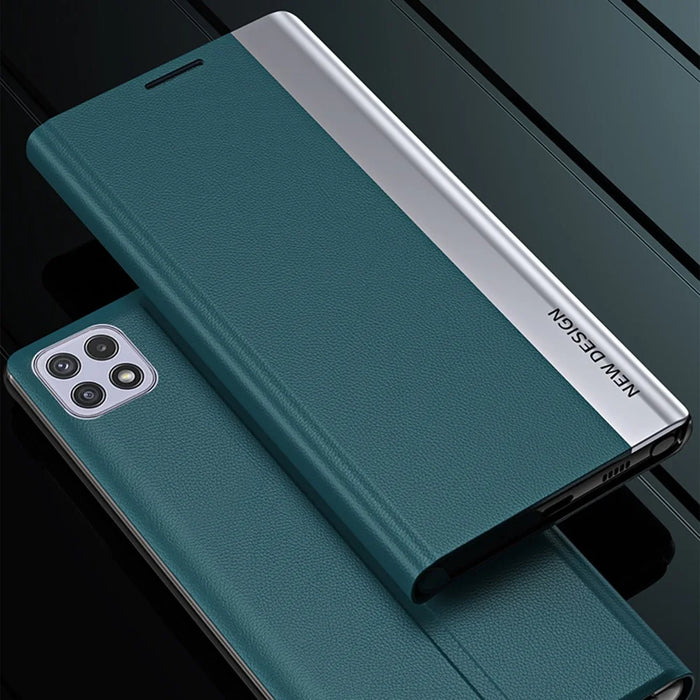 Auto-absorbed Cell Phone Leather Phone Case Protector for Samsung Galaxy A22 5G (EU Version) - Black - 7