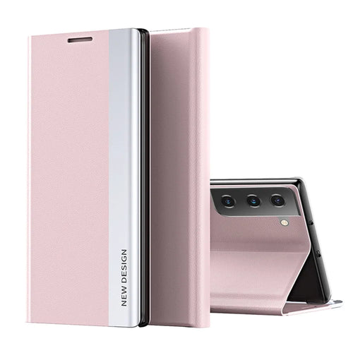 Shockproof Full Protection Leather Phone Case Cover with Stand for Samsung Galaxy S21+ 5G - Rose Gold - 1