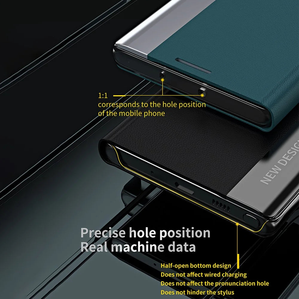Shockproof Full Protection Leather Phone Case Cover with Stand for Samsung Galaxy S21+ 5G - Rose Gold - 4
