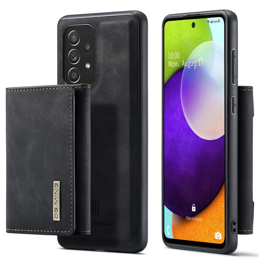 DG.MING M1 Series Anti-fall Kickstand Design Phone Case with Detachable Magnetic Wallet for Samsung Galaxy A52 4G/5G / A52s 5G - Black - 1