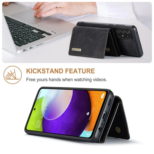 DG.MING M1 Series Anti-fall Kickstand Design Phone Case with Detachable Magnetic Wallet for Samsung Galaxy A52 4G/5G / A52s 5G - Black - 2