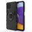Scratch-proof Hard PC + Soft TPU Hybrid Phone Case Cover with Ring Holder Kickstand for Samsung Galaxy M32 (Global Version) - Black - 2