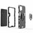 Scratch-proof Hard PC + Soft TPU Hybrid Phone Case Cover with Ring Holder Kickstand for Samsung Galaxy M32 (Global Version) - Black - 7