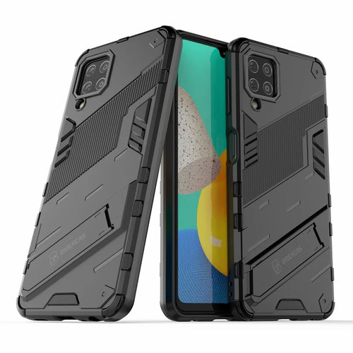 Shock-resistant PC + TPU Combo Case Kickstand Design Protective Phone Case for Samsung Galaxy M32 (Global Version) - Black - 1