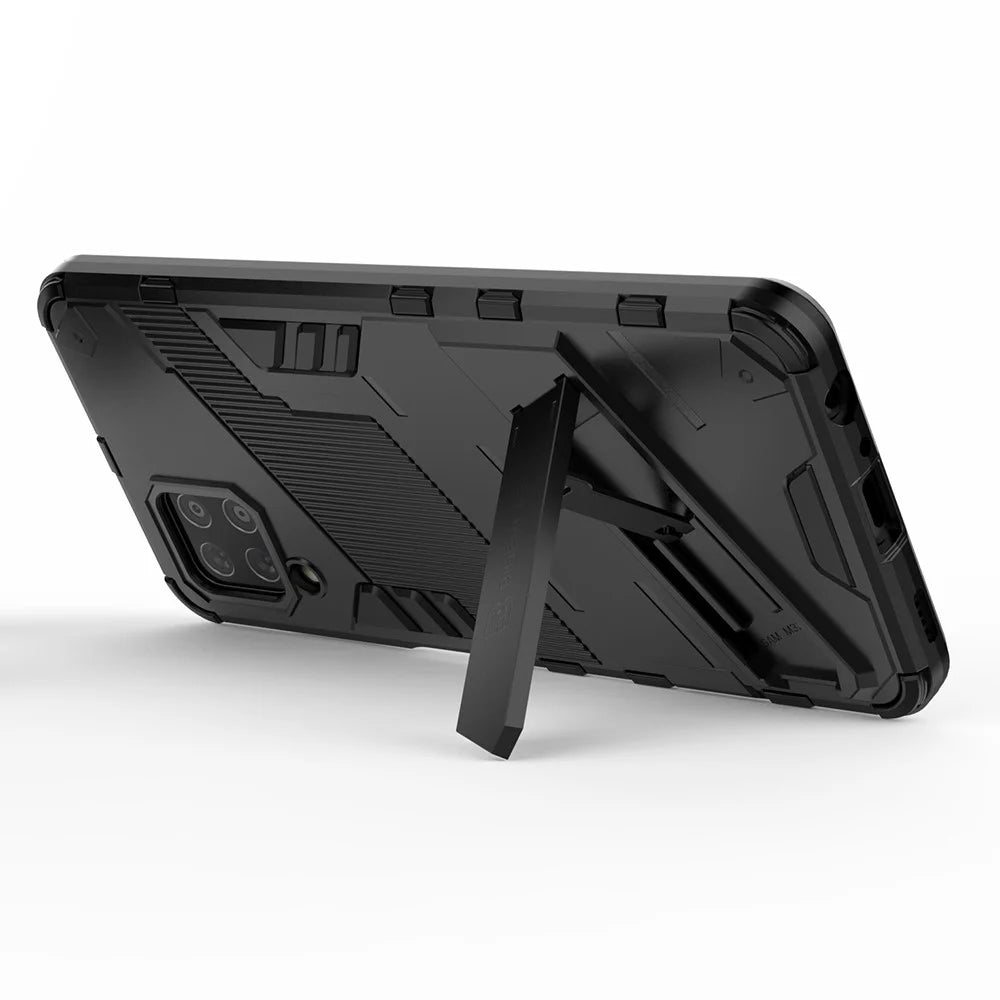Shock-resistant PC + TPU Combo Case Kickstand Design Protective Phone Case for Samsung Galaxy M32 (Global Version) - Black - 3