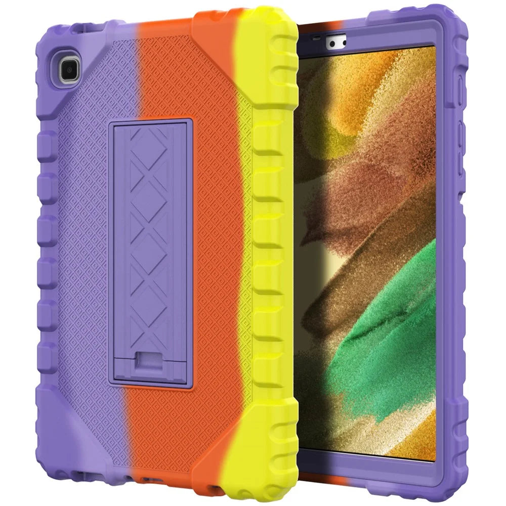 For Samsung Galaxy Tab A7 Lite 8.7-inch T220 / T225 Case Multi-Color Camouflage Kickstand Hybrid Tablet Cover - Purple - 1