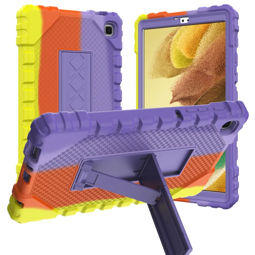 For Samsung Galaxy Tab A7 Lite 8.7-inch T220 / T225 Case Multi-Color Camouflage Kickstand Hybrid Tablet Cover - Purple - 3