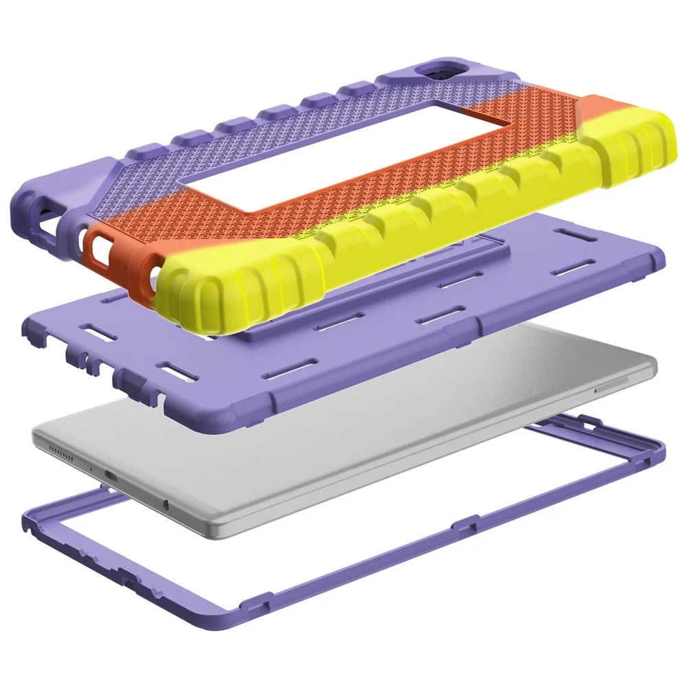 For Samsung Galaxy Tab A7 Lite 8.7-inch T220 / T225 Case Multi-Color Camouflage Kickstand Hybrid Tablet Cover - Purple - 4