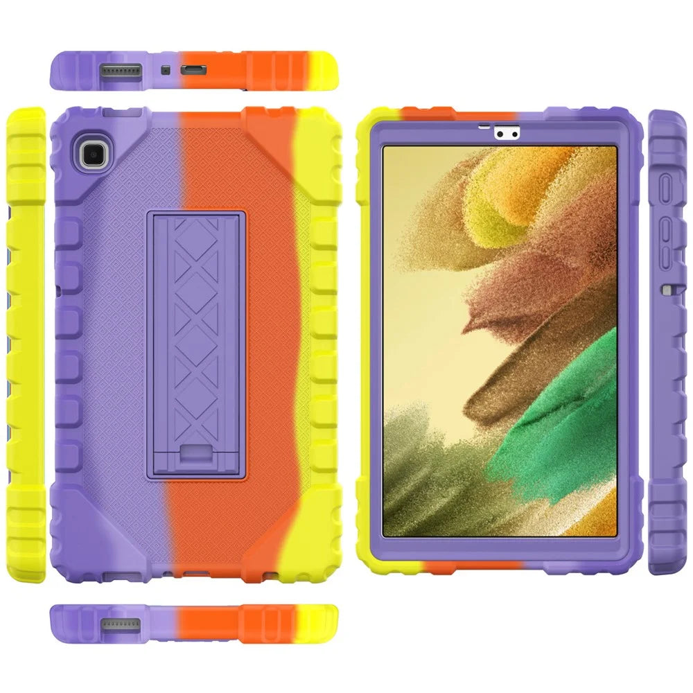 For Samsung Galaxy Tab A7 Lite 8.7-inch T220 / T225 Case Multi-Color Camouflage Kickstand Hybrid Tablet Cover - Purple - 5