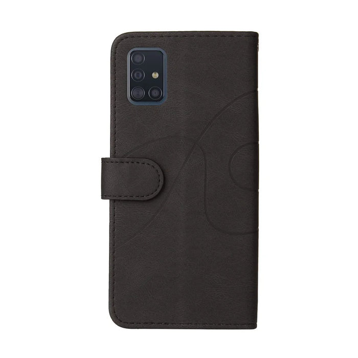 For Samsung Galaxy A51 4G SM-A515 Leather Case Wallet Stand Color Splicing Phone Cover - Black - 3