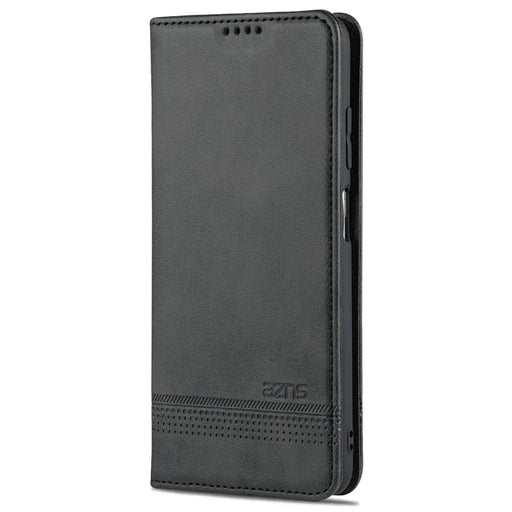 AZNS Shockproof Wallet Design PU Leather Folio Flip Phone Case Cover for Samsung Galaxy A03s (166.5mm) - Black - 2