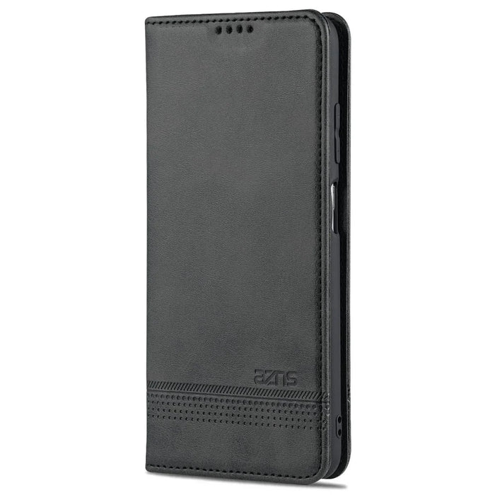 AZNS Shockproof Wallet Design PU Leather Folio Flip Phone Case Cover for Samsung Galaxy A03s (166.5mm) - Black - 2