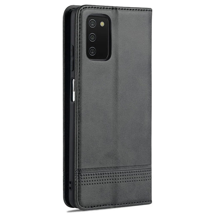 AZNS Shockproof Wallet Design PU Leather Folio Flip Phone Case Cover for Samsung Galaxy A03s (166.5mm) - Black - 3