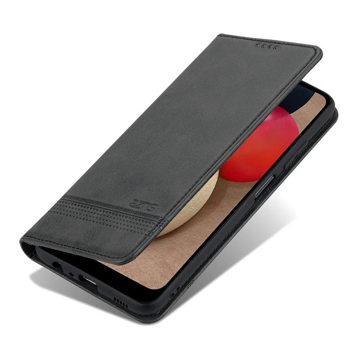 AZNS Shockproof Wallet Design PU Leather Folio Flip Phone Case Cover for Samsung Galaxy A03s (166.5mm) - Black - 4