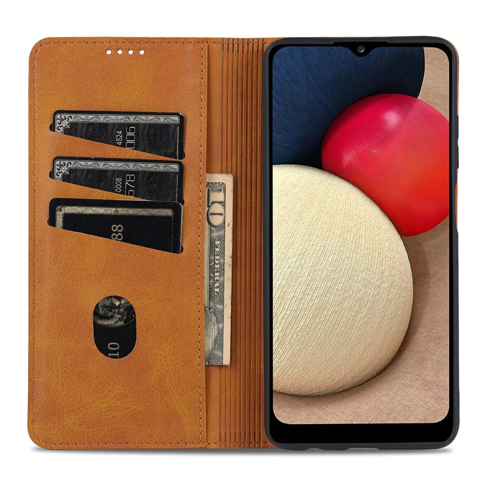 AZNS Shockproof Wallet Design PU Leather Folio Flip Phone Case Cover for Samsung Galaxy A03s (166.5mm) - Black - 7