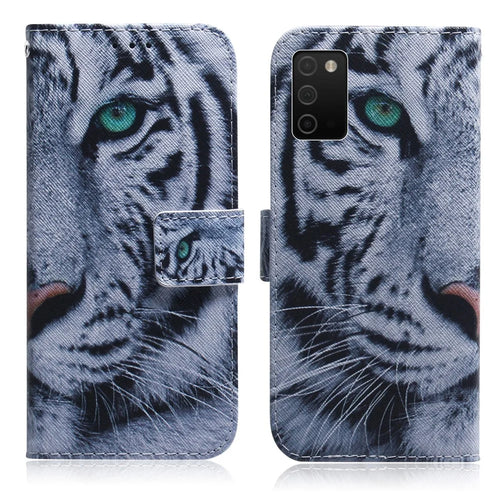 Pattern Printing PU Leather Wallet Stand Feature Flip Folio Cover for Samsung Galaxy A03s (166.5mm) - Tiger Head - 1