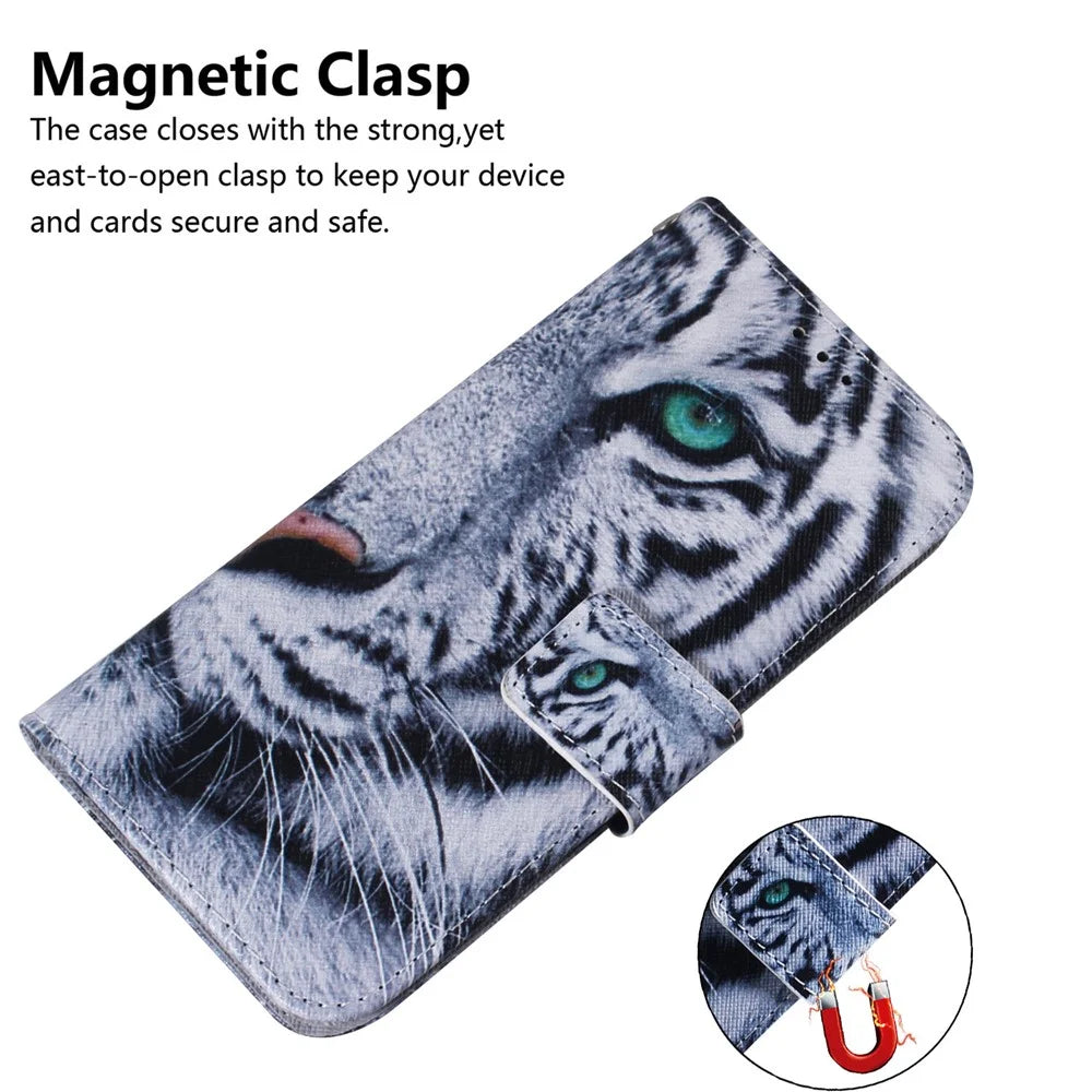 Pattern Printing PU Leather Wallet Stand Feature Flip Folio Cover for Samsung Galaxy A03s (166.5mm) - Tiger Head - 2