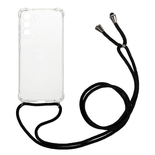 Precise Cut-out Four Corner Shockproof TPU Phone Case Back Cover with Lanyard for Samsung Galaxy S21 FE - 1
