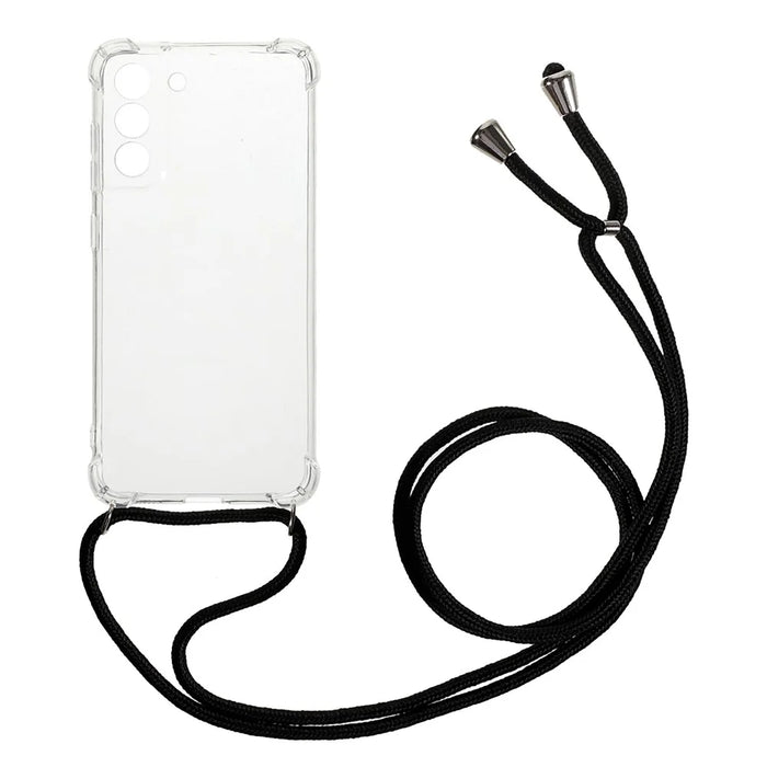 Precise Cut-out Four Corner Shockproof TPU Phone Case Back Cover with Lanyard for Samsung Galaxy S21 FE - 1