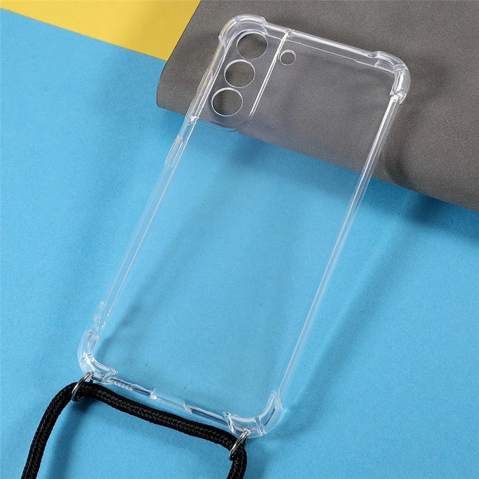Precise Cut-out Four Corner Shockproof TPU Phone Case Back Cover with Lanyard for Samsung Galaxy S21 FE - 2
