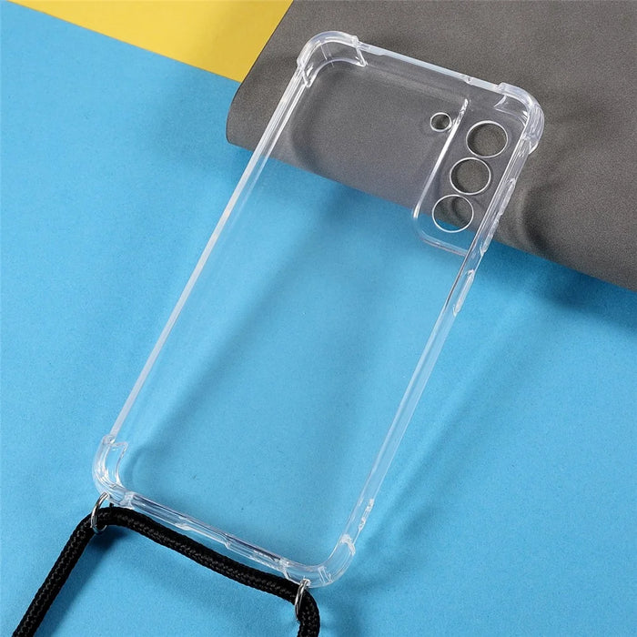 Precise Cut-out Four Corner Shockproof TPU Phone Case Back Cover with Lanyard for Samsung Galaxy S21 FE - 5