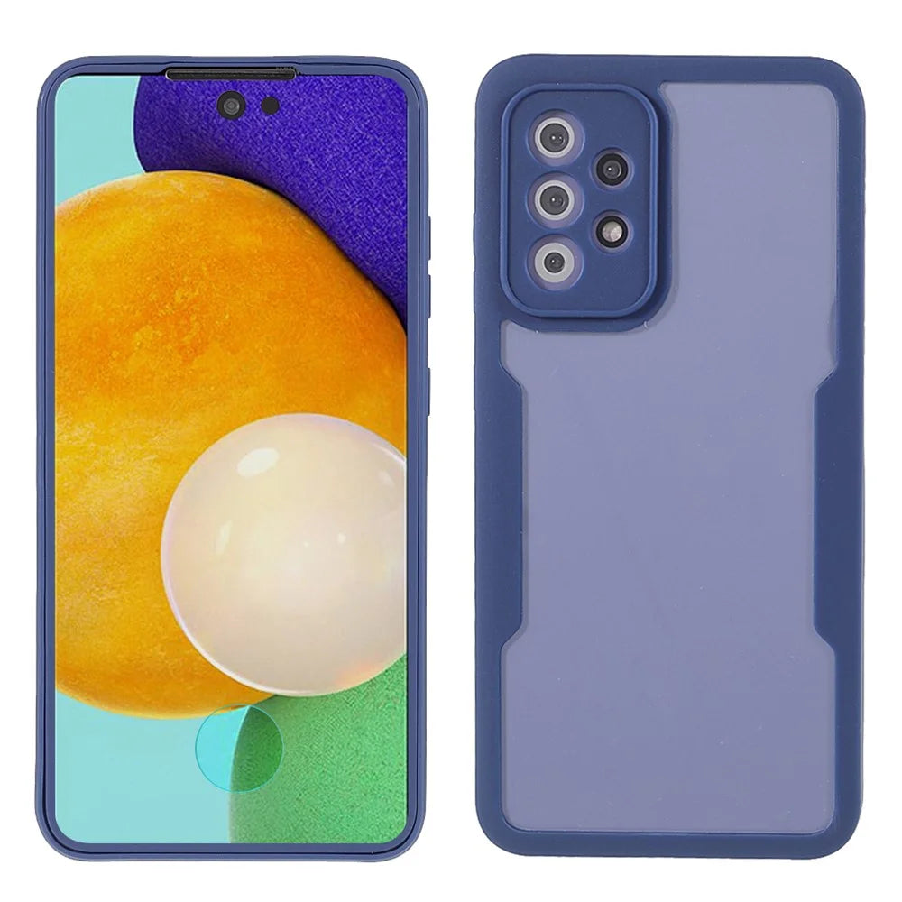 PET Screen Protector + Acrylic Back Panel + TPU Frame Protective Case for Samsung Galaxy A52 4G/5G / A52s 5G - Blue - 1