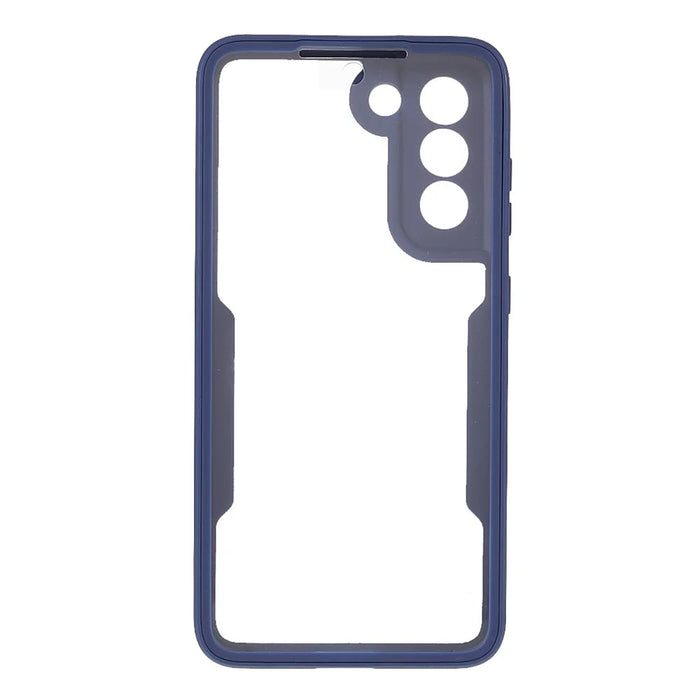 PET Screen Protector + Acrylic Back Panel + TPU Frame Phone Cover for Samsung Galaxy S21 FE - Blue - 2